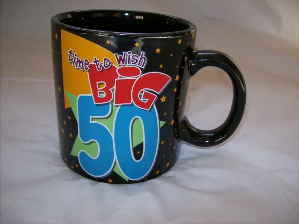 Large Vintage Russ Mug Cup Time To Wish Big 50 Birthday -121138